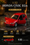 1:32 Scale Openable Doors Honda Civic Eg6 Red Diecast Toy Car 11.5cm
