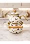 Acar Petit Series Gold Detailed Triple Jar Triple Storage Container Tea Pot Sugar Bowl and Sauce Pan Kitchen & Gift Set - 2