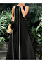 Women's Off-The-Shoulder Long Viscose Dress with Thin Strap Detail - 2