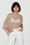Women's Beige Openwork Knitwear Asymmetrical Cut Pareo Tp261002 60286366 - 4