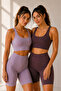 Women's 2-Piece Plum Rose High Waist Soft Textured Gathering Premium Fabric Short Leggings - 2
