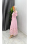 Women's Hijab Pink Lined Floral Printed Dress - 3
