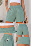 Women's Flexible Lycra Shorts with Pockets, Stretchable Synthetic Fabric, Regular Waist Short Shorts -C632-Green - 8