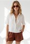 Women's White Short Sleeve Crop Muslin Shirt Gml-19001455 - 3