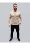Men's Summer Knitwear Woven T-Shirt Short Sleeve Polo Collar T-Shirt - Beige - 2