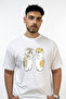 Cute Cats Design Printed Oversize White T-Shirt
