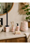 Decorative Bohemian Style Marble Pattern 5-Piece Bathroom Set Trash Can, Toilet Brush Liquid Soap Dispenser Solid Soap Dish and Toothbrush Holder Set - 4