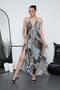Women's Halter Neck Detailed Backless Slit Long Oversize Dress 260680-260681-260682 - 4