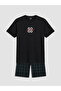 Black Printed Men's Shorts Pajama Set - 5