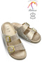 Double Buckle Women's Slippers - Comfortable and Flexible Sole with Adjustable Straps Women's Slippers Gold - 5