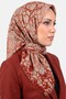 وشاح قطني مزخرف باللون البيج والبرتقالي للنساء