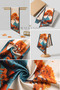 Siena Autumn and Deer-Themed Silky Textured Women's Tie-Formed Scarf – Neck Scarf - 5