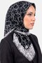 وشاح قطني مزخرف باللون الأزرق الداكن والرمادي للنساء
