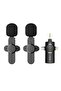 Dual Wireless Lavalier Lapel Microphone for iPhone, Android, Camera-Cordless Double Mics Plug-Play