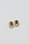Vip Gold Rectangular Plate with Stones on the Edge Basic Stylish Anti-Tarnish Steel Earrings 17 mm