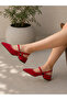 Amore Red Suede 3 cm Short Heel Strappy Sandals Shoes - 3