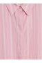Lcw Modest Pink Striped Belted Shirt Dress - 6
