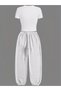Women's Cherry Print Over-The-Hip Baby Tee Combed Cotton Crop Top and Sweatpants - Two-Piece Tracksuit Set - 2