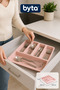 Large Size 6 Compartment Drawer Cutlery Holder – Kitchen Fork, Spoon and Knife Organizer Blue Pink Black 1 Piece Mixed Color Sent - 2