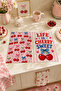 Life Is Cherry Sweet Cherry Patterned Pink Summer Kitchen Mediterranean Stylish 2-Piece Kitchen Towel Set 35X55