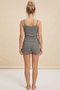 Gray Lace Bürümcük-Krınkıl Thread Strap Shorts Pajama Set 8060 - 3