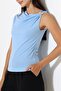 Asymmetrical Collar Sandy Blouse with Metal Accessories - 7