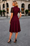 Timeless Elegance Women's Button Front Short Sleeve Crepe Dress - 5