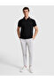 Black Slim Fit 100% Cotton Apaş Collar T-Shirt 50327845-Vr046 - 4