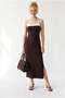 2132 Women's Bodycon Body-Hugging Strappy Slit Maxi Dress Coffee - 2