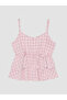 Peak New Season Pink Plaid Rope Strap Ruffle Linen Blend Blouse - 5