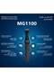 Multigroom MG1100/16، أداة تصفيف اللحية فائقة الدقة، 3 أمشاط دقيقة، قابلة للغسل بالكامل، تتضمن بطارية AA، أسود/رمادي MG1100/16 - 2