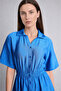 Regular Fit Shirt Collar Waist Gathered Short Sleeve Midi Dress H6196Ax26Hs - 6