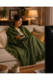 Karya Tv Blanket 130X170 cm Plaid Patterned Soft Green Shawl - 2