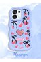 Oppo A6 Pro Compatible Case Camera Protector Blue Silicone Couple Phone Case Heart Pattern - 2