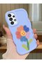 Samsung Galaxy A33 5g Compatible Case Camera Protector Blue Silicone Couple Phone Case Floral Pattern