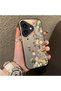iPhone 16 Plus Compatible Silicone Edge Hard Back Case Couple Phone Case with Floral Pattern - 3
