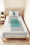 Turquoise Geometric Modern Young Room Single Pique Set - Black Striped 160X220 cm Bedspread - 5