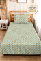 Blue Striped Geometric Youth Room Single Pique Set - Gold Modern 160X220 cm Bedspread
