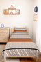 Brown Geometric Youth Room Single Pique Set - Striped 160X220 cm Quilted Bedspread - 5