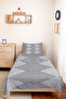 Gray Geometric Youth Room Single Pique Set - Anthracite Striped 160X220 cm Quilted Bedspread - 5