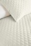Cream Minimal Young Room Single Pique Set - Ecru Geometric 160X220 cm Quilted Bedspread - 3