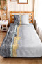 Modern Geometric Gray Young Room Single Pique Set - Gold Beige 160X220 cm Quilted Bedspread - 2