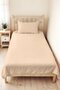 Cream Minimal Young Room Single Pique Set - Quilted Beige 160X220 cm Seasonal Bedspread - 2