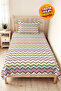 Geometric Zigzag Pink Young Room Single Pique Set-Pastel Blue Coffee 160X220 cm Bedspread