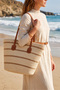 Striped Straw Bag - Beige Cnt2608-2 - 2