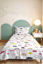 Rainbow Pink Girl's Decorative Pique Set-Cloud Pastel Yellow Baby Room Bedspread-160X220Cm - 8