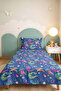 Blue Dinosaur Space Boys' Room Single Pique Set - Galaxy Purple 160X220 cm Bedspread - 5