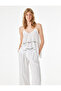 Cotton Floral Motif Embroidered Asymmetrical Rope Strap Crop Blouse