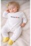 Baby Romper White Mommy Love Me Printed Snap Fastener Long Sleeve Footed Romper-128670 - 3