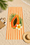 Papaya and Tropical Flower Patterned 70X150 Beach Towel - 7